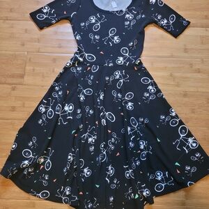 LuLaRoe Black Dress with White and Orange Accents